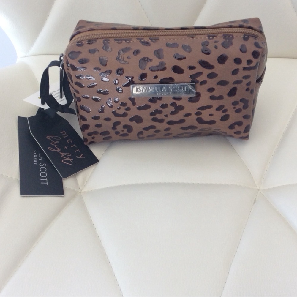 Leopard print Isabella Scott cosmetics bag